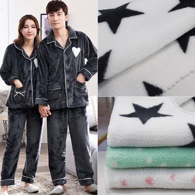 廠家直銷珊瑚絨印花針織絨布面料  秋冬清新睡衣衛衣服裝面料