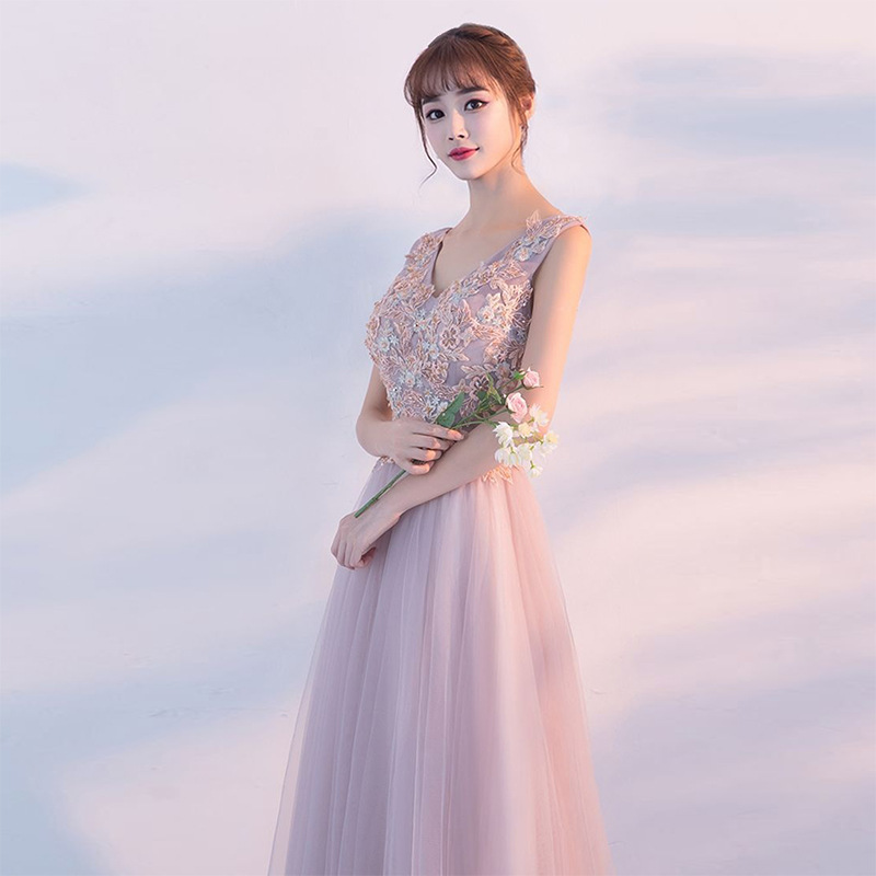 Spring long evening dress, 2023, V-neckline