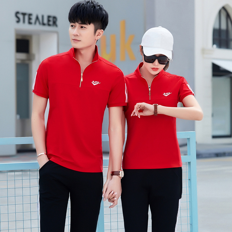 2018夏天季款团体男女士短袖长裤情侣卫衣跑步休闲运动服套装男夏|ms