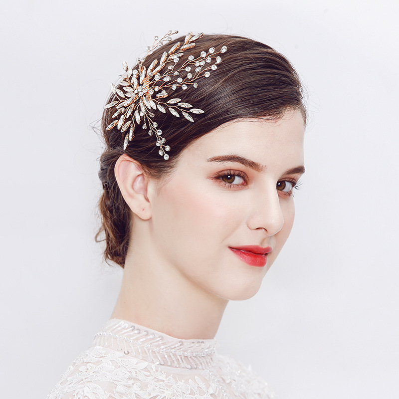 Vente Chaude Produit Strass De Mariée Barrettes Européenne Et Américain De Mariage Mariée Cheveux Styling Clip Barrettes Côté Clip display picture 2