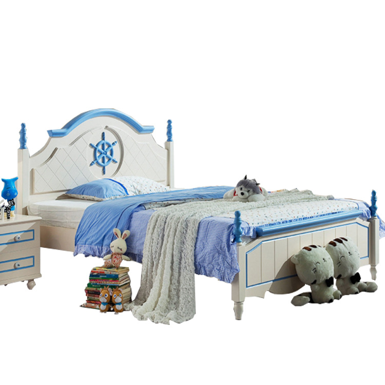 儿童床男孩韩式青少年单人床1.2米 1.5米王子储物床套房家具包邮|ms