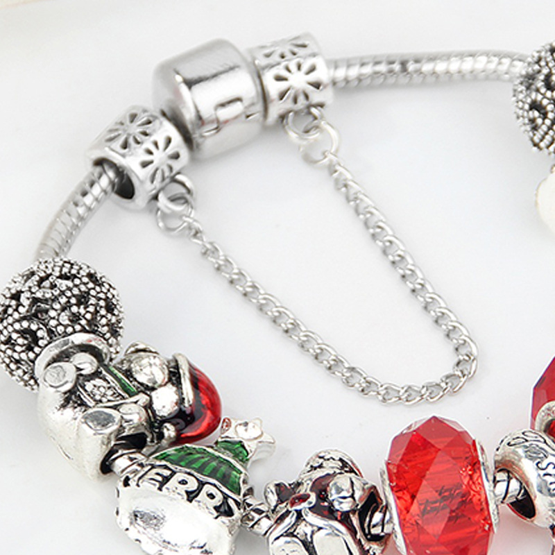 Braccialetti di perline natalizie, confezione regalo creativa per donna, bracciale con fiocco di neve, gioielli coordinati per le mani_voghion.com