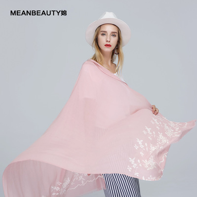 new pattern Embroidery wave lace scarf fashion Autumn and winter Cotton and hemp Embroidery flowers and plants scarf Manufactor goods in stock wholesale