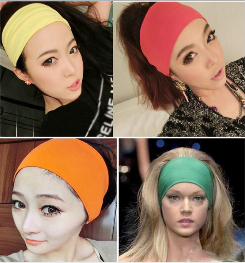 Candy Color Extra Wide Women Headband Headdress Yoga Sports Elastic Band