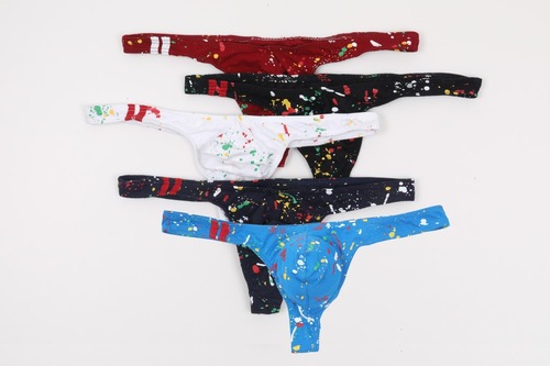 European and American wholesale AliExpress Amazon foreign trade sexy low-waist men's underwear printed cotton thong E047