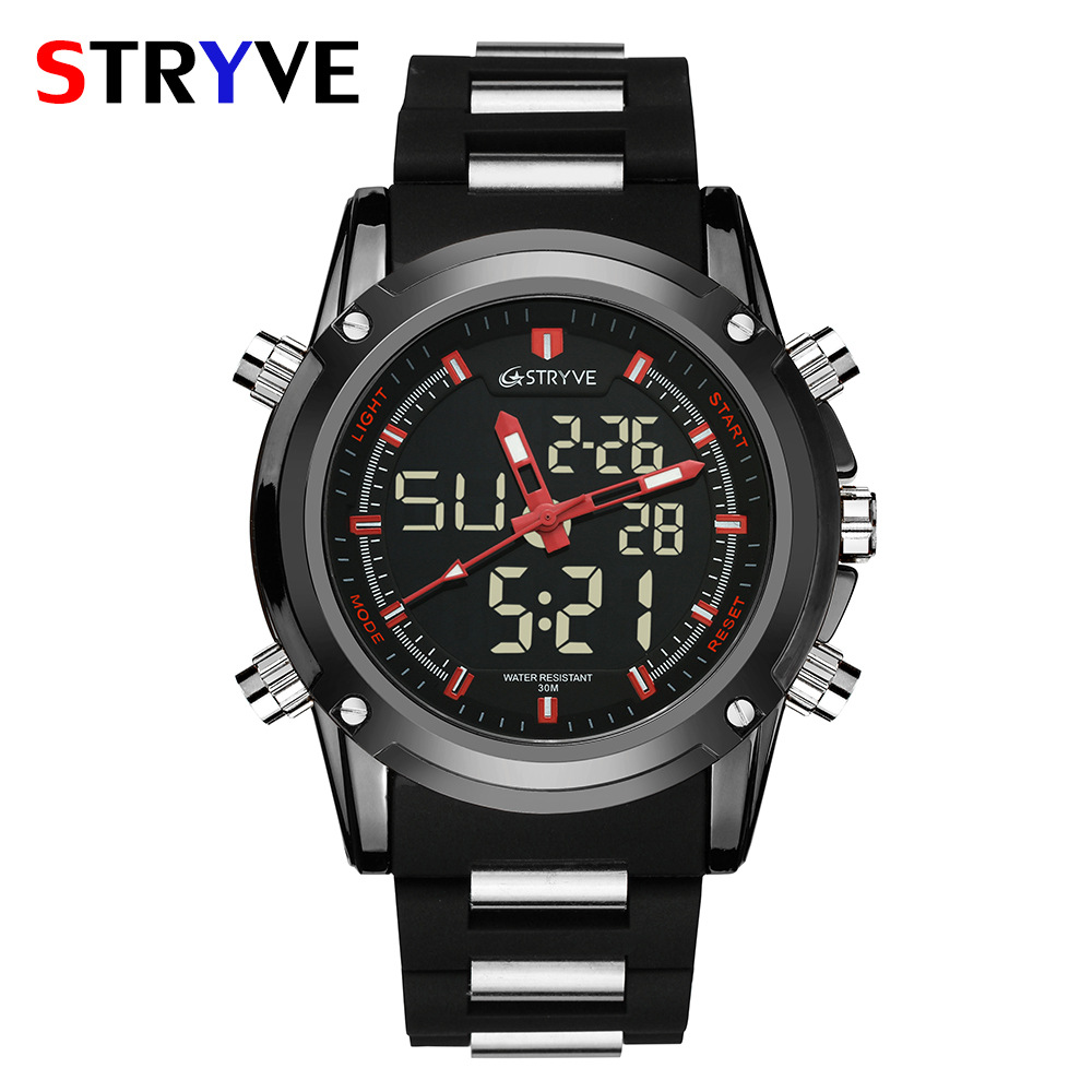 STRYVE8009 nuevo reloj deportivo de cuarzo electrónico para hombre impermeable reloj multifuncional estudiante