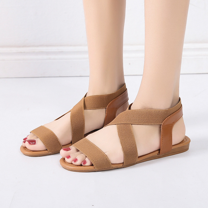 Summer New Style Female Flat Fish Mouth Roman Sandals