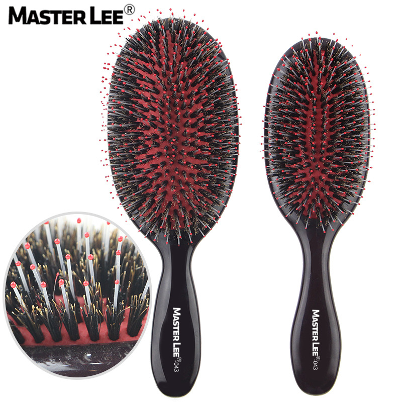 Masteri 대외 무역 돼지 갈기 마사지 빗 고온 내성 정전기 방지 헤어 플레이트 빗 스트레이트 헤어 빗 도매
