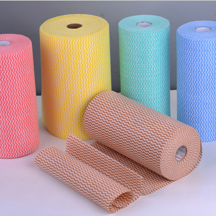 印花水刺无纺布 厨房擦布懒人抹布半交叉 点断卷折叠片