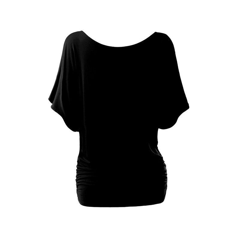 strapless bat sleeve round neck T-shirt  NSOY28471