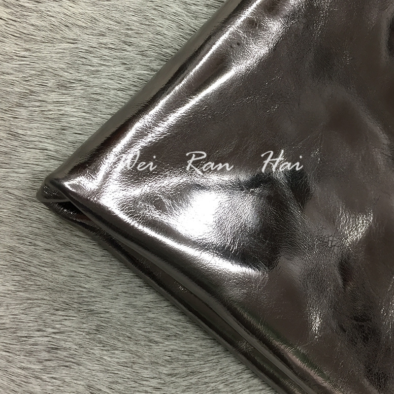 【未然海】枪色头层牛皮贴膜复古金属色自然摔纹箱包鞋面用皮
