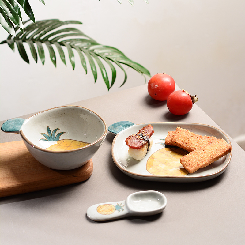 创意陶瓷餐具碗盘勺套装手绘草莓西瓜水果沙拉盘甜品碗批发