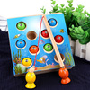 Magnetic high quality toy for fishing from natural wood, 2 in 1, early education