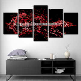 跨境wish AE5幅抽象酒红色吉他画墙壁艺术图片家庭装饰为客厅