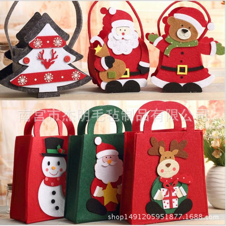 新款圣诞礼物毛毡袋毛毡圣诞装饰品毛毡圣诞苹果礼物袋圣诞氛围