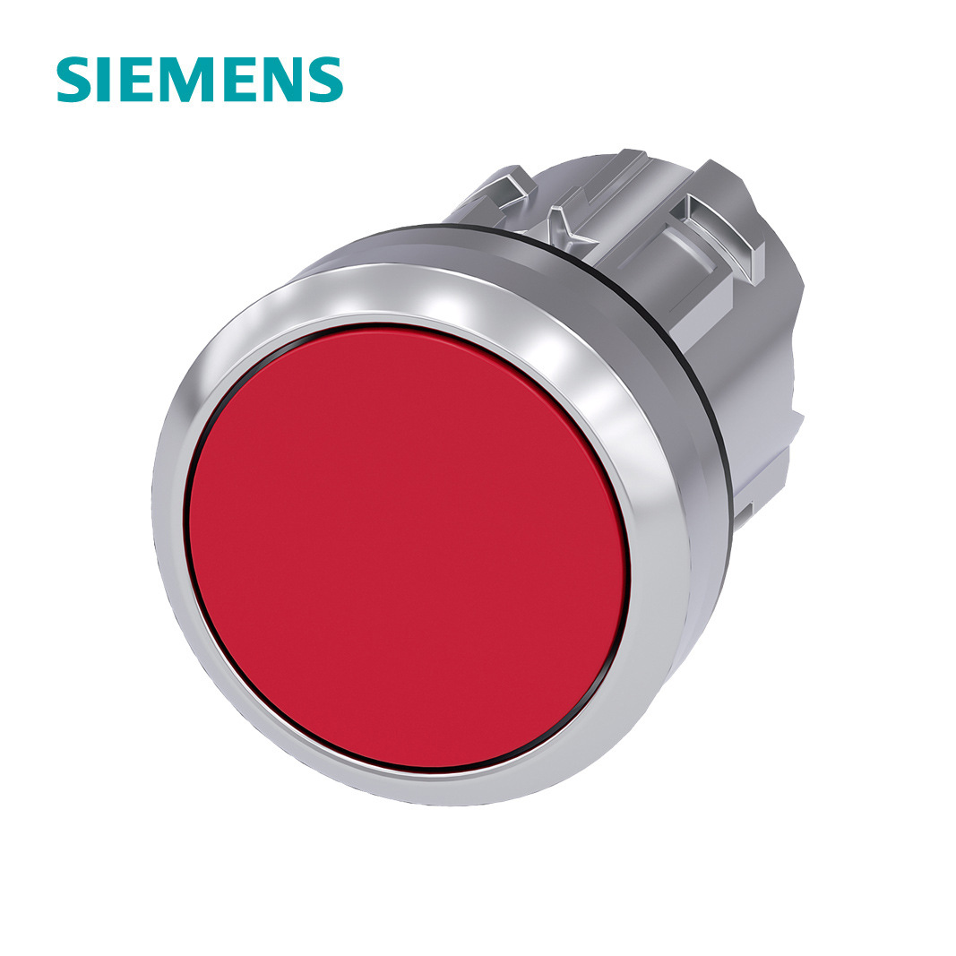 3SU1系列φ22平头金属亮光按钮头红色