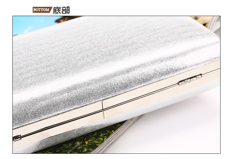 300g Weight Polyester Lining Material Buckle Closure Type Single Shoulder Strap Strap Type Evening Bag Bags Type Pu Leather Material Solid Color Pattern Fashion Style Gold, Silver, Black Color Small Size Dinner Bag Handmade Pu Evening Bag Large Capacity Banquet Bag 5