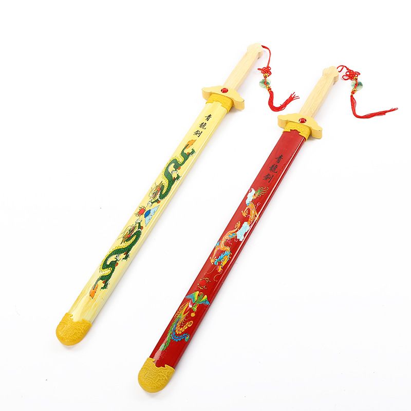 旅遊景區廟會熱 天下第壹龍鳳青龍刀劍 竹制兒童玩具刀劍廠家直