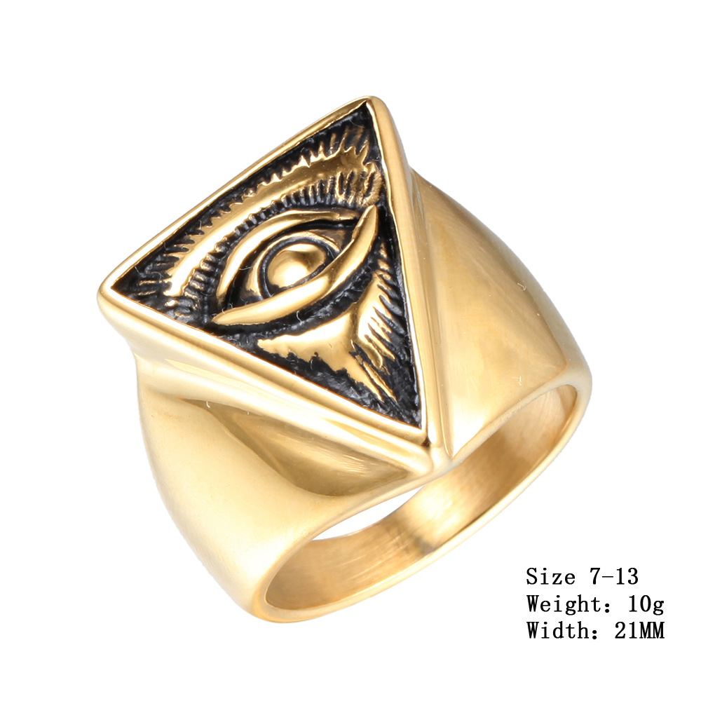 Plating Design Retro Devil'S Eye Titanium Steel Plating 18K Gold Plated Rhodium Plated Men'S Rings Men Signet Rings