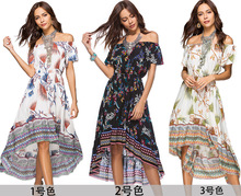 欧洲潮流沙滩长裙 ebay速卖通连衣裙 波西米亚风格连体裙海边
