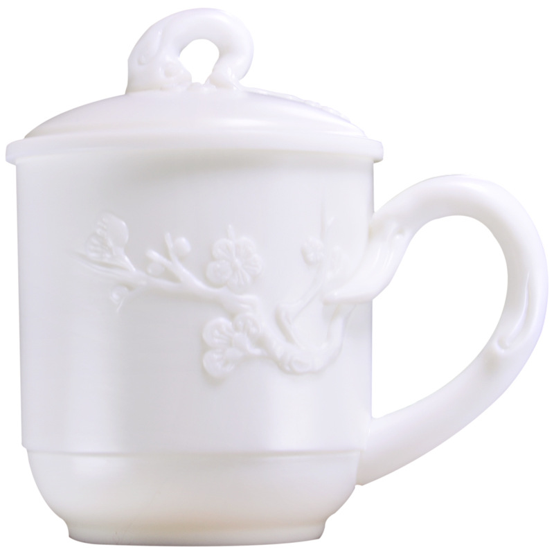Winjiang Dehua famoso maestro hecho a mano de cerámica Oficina taza Jade porcelana Plain Plum Blossom agua personal regalo apoyo