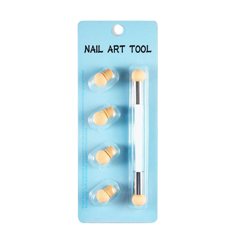 Transfronterizo transparente Barra de acrílico gradiente esponja smudging pen set para manicura se puede cambiar y lavar con cuatro cabezas puede ser reemplazado