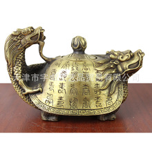 宇卓铜器纯铜壶黄铜壶龙龟茶壶工艺品摆件寿字龙龟茶壶