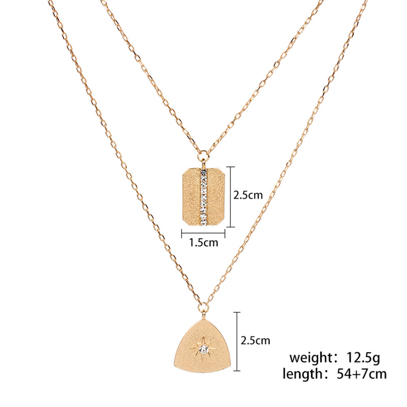 14g Weight Pendant Necklace Classification Travel Occasion Women'S Gender Gold, Silver Color Fashion Golden Square  Pendant Necklace Wholesale 无