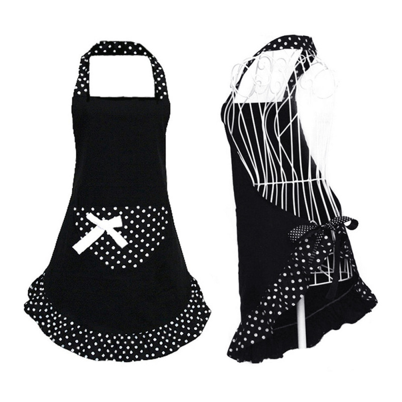 圍裙廠家韓版可愛公主全棉圍裙時尚格子天藍(lán)色美甲美容圍裙工作服