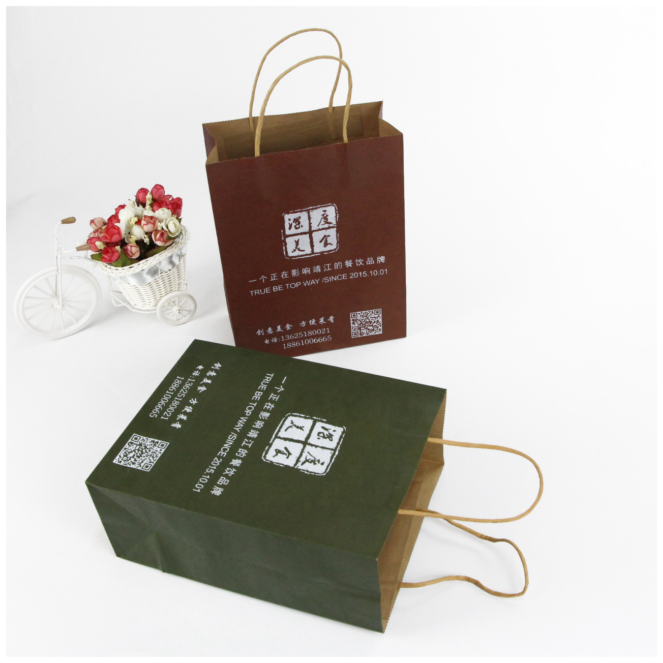 印制广告环保牛皮纸手提袋 纸质手提纸袋服装纸袋外卖打包袋现货