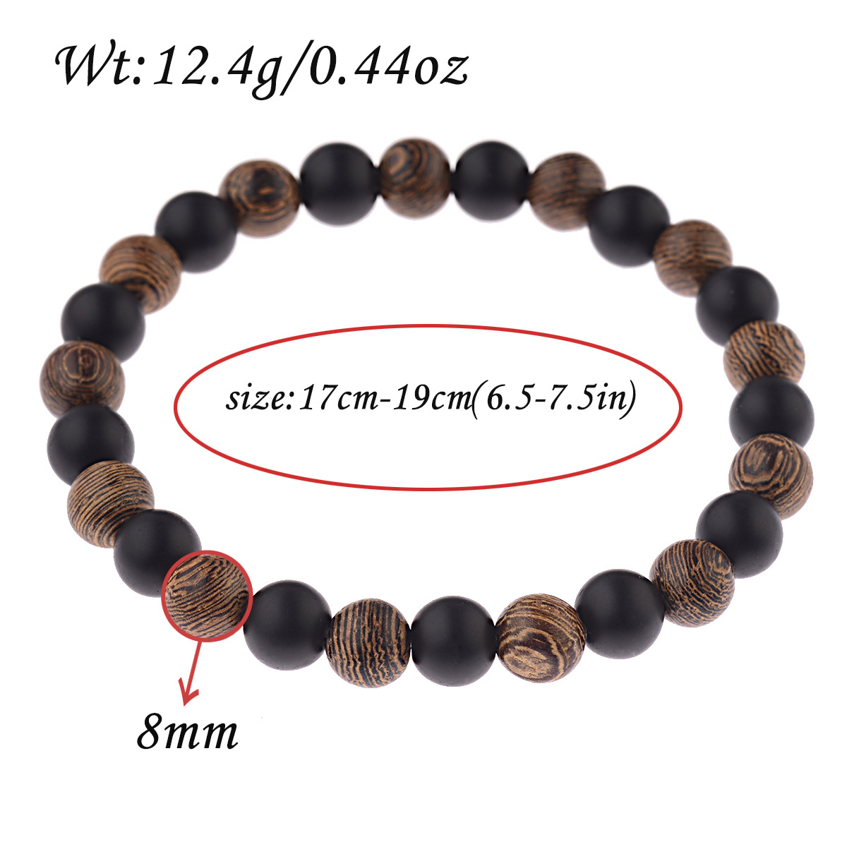 Title 1, Wooden Bead Black Frosted Personality Bracelet....