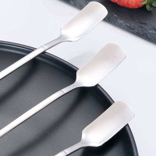 Stainless steel spoon plus long handle spoon small smoothie spoon coffee dessert stirring spoon small soup spoon spoon