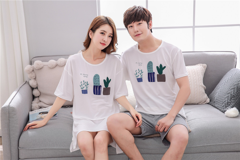 Cute Casual Style Short Sleeves Round Collar Polyester Lover’s Clothes Pajamas display picture 59