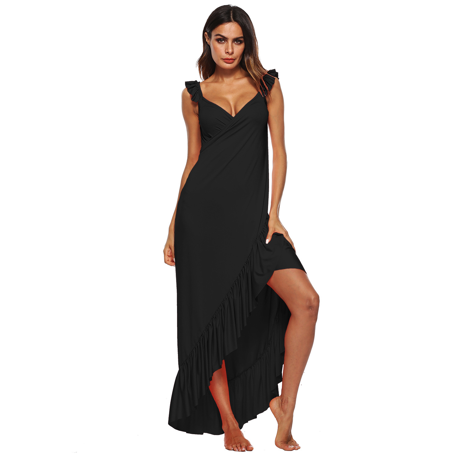 Ruffle Beach Dress Outdoor Sun Protection Floor Length Versatile Style Wholesale Available bulk order