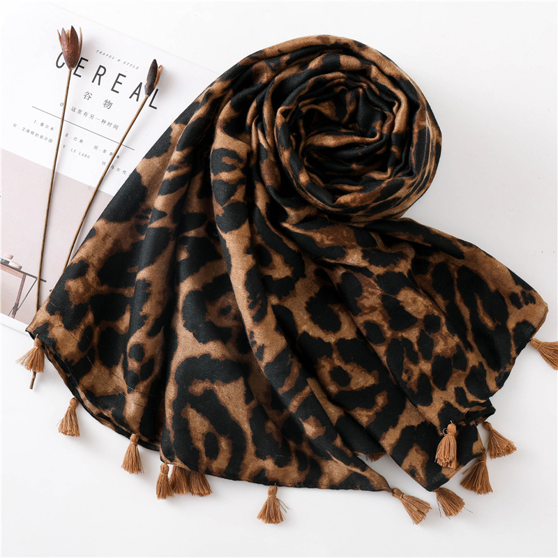 Leopard print sunscreen shawl cotton scarvespicture5