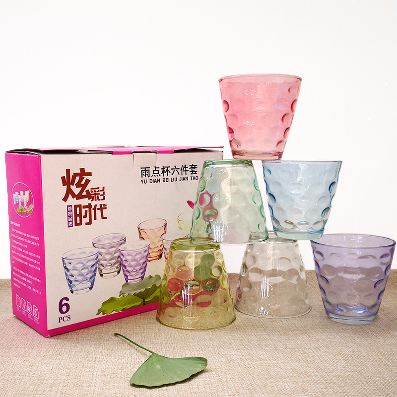 Colorful Raindrop Six piece set colour glass 24 Promotions Gift Cup customized logo