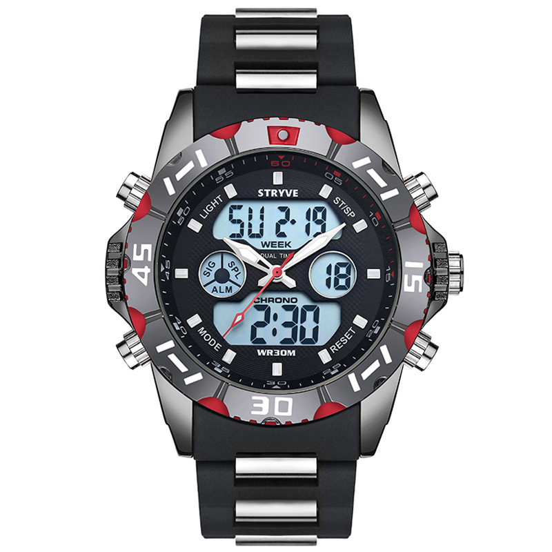 Nuevo STRYVE hombres multi-función Deportes impermeable reloj electrónico de cuarzo calendario cronógrafo pareja reloj de pulsera S8010