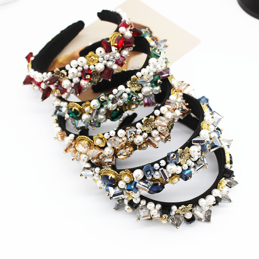 Baroque Headband Fashion Ball Geometric Crystal Full Diamond Hair Accessories Bridal Headband display picture 1