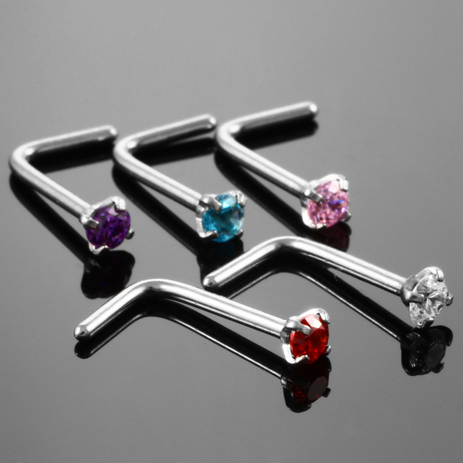 Simple Style Geometric Stainless Steel Inlay Zircon Nose Ring 1 Piece