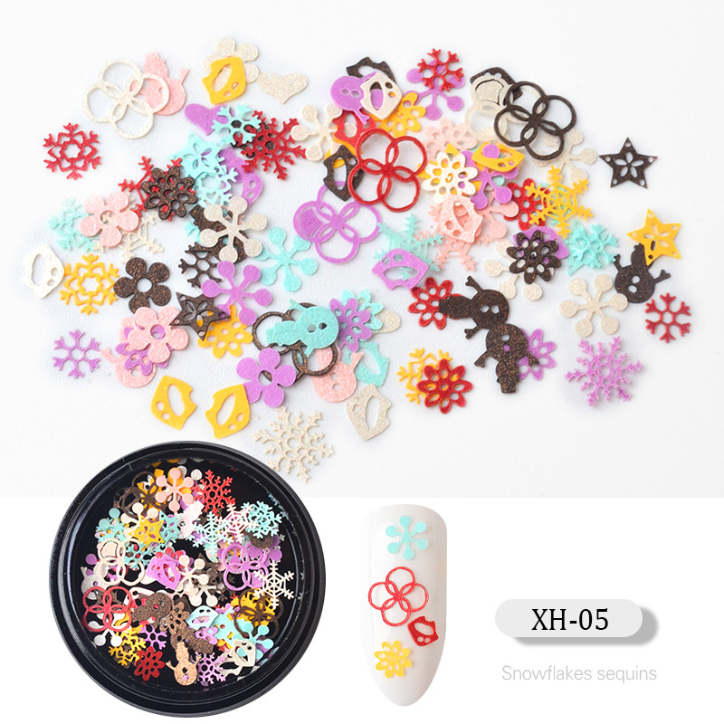 Christmas Heart Shape Snowflake Metal Nail Patches 1 Set Nail Supplies display picture 6