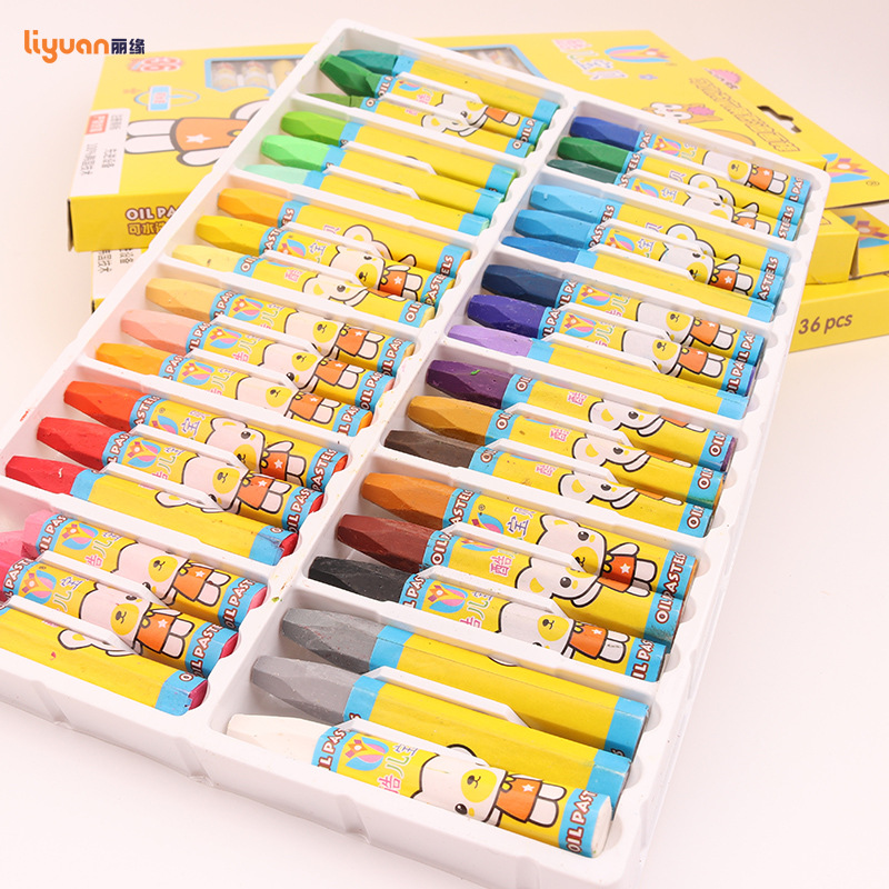 儿童36色蜡笔DIY油画棒绘画文具工具彩笔厂家批发|ru
