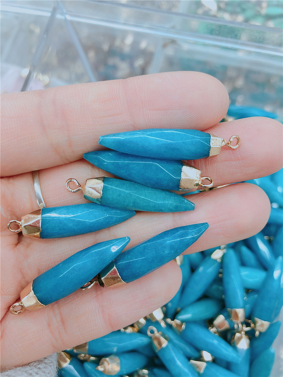 Women'S Gender Plating Design Simple Style Classic Style Water Droplets Natural Stone Plating Pendants