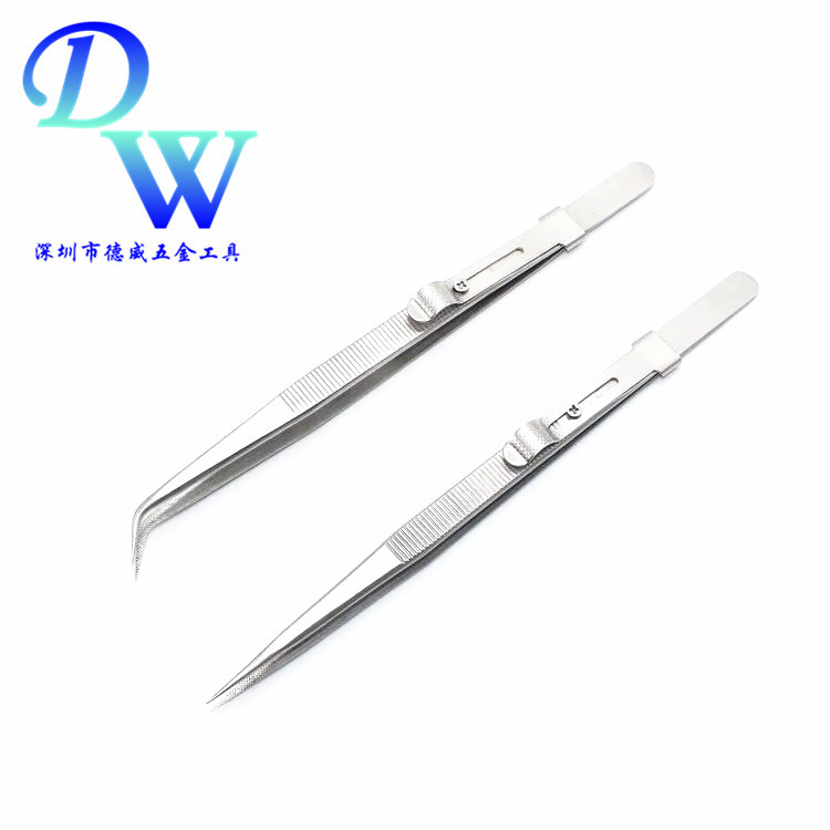 珠宝镊子亚光喷砂 砖石镊带锁扣 2mm修压边可调位锁位高弹性带槽