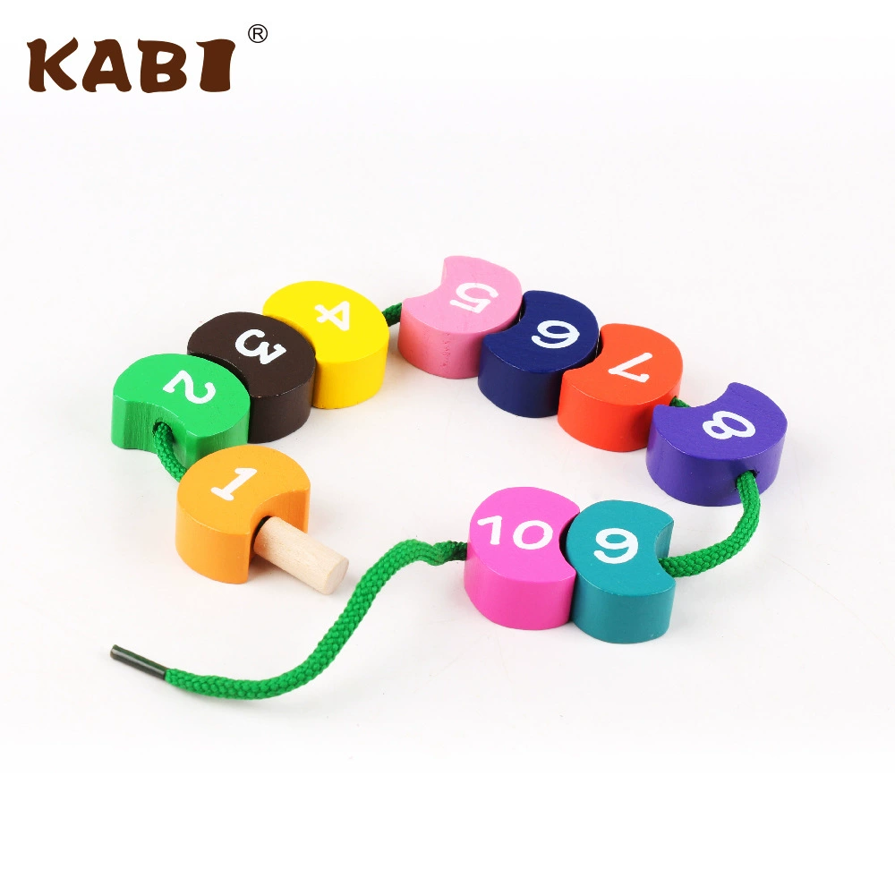 Деревянная игрушка Каби, радужная завивка-булыжник with beads, гусеница