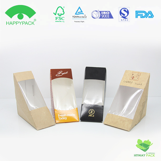 三明治纸盒 三角形食品包装盒 折叠开窗牛皮纸盒白卡纸彩盒 批发