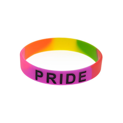 欧美新款同性恋 Pride硅胶手环粉色彩虹分色段时尚手腕带填色Logo|ms