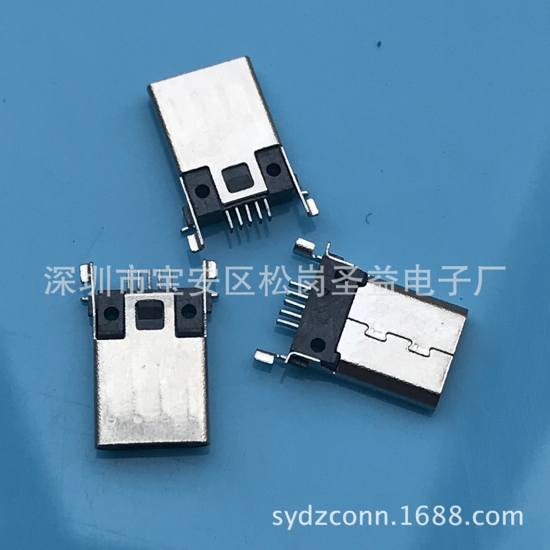 MICRO 5P公头 贴板 USB 5Pin沉板SMT带弹片 两脚固定 插板式-阿里巴巴