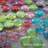 16mm electroplating AB colorful flower round flat diamond with pattern round acrylic diamond flat bottom plastic drill