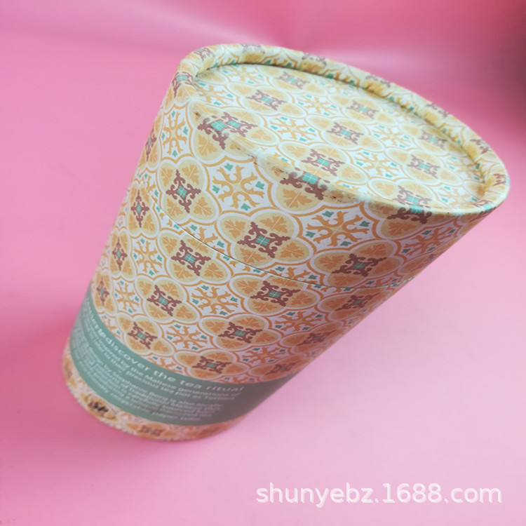 定制创意印花圆筒纸罐盒 卷边圆筒花茶礼盒