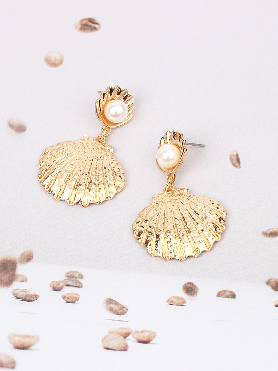 14g Weight No Inlaid Inlay Material Earrings Classification Copper Material Women'S Gender Rose Gold, Gold, Silver Color Hot-selling New Fashion Metal Gold-plated Shell Pearl Earrings For Women Wholesale 6